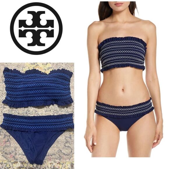 New. Tory Burch black smocked bikini set. Normally $236  XS - Picture 1 of 12